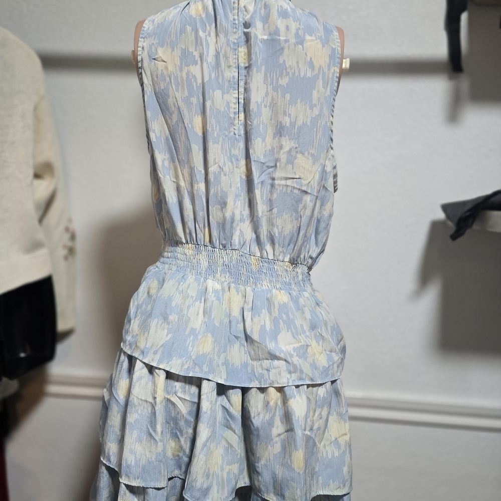 Pinch Sleeveless Blue and Yellow Midi Dress - Picture 3 of 8